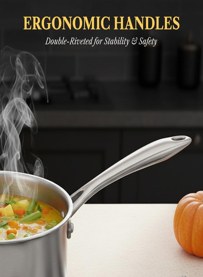 SOLARA Sterra Stainless Steel Sauce Pan, Tea Pan, Chai Pan, Small Pan, 16Cm/6.2Inch, 1.7 Liter, 0.56Kg, Induction Base Friendly, 3-Layer Triply Thick Bottom, 100% Toxin-Free - Image 4